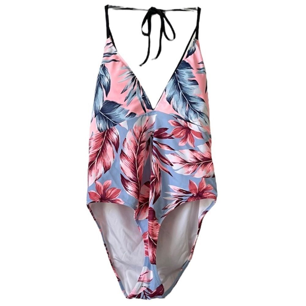 Victoria’s Secret Maillot Swimsuit PINK Tropical Floral Blue One Piece Medium